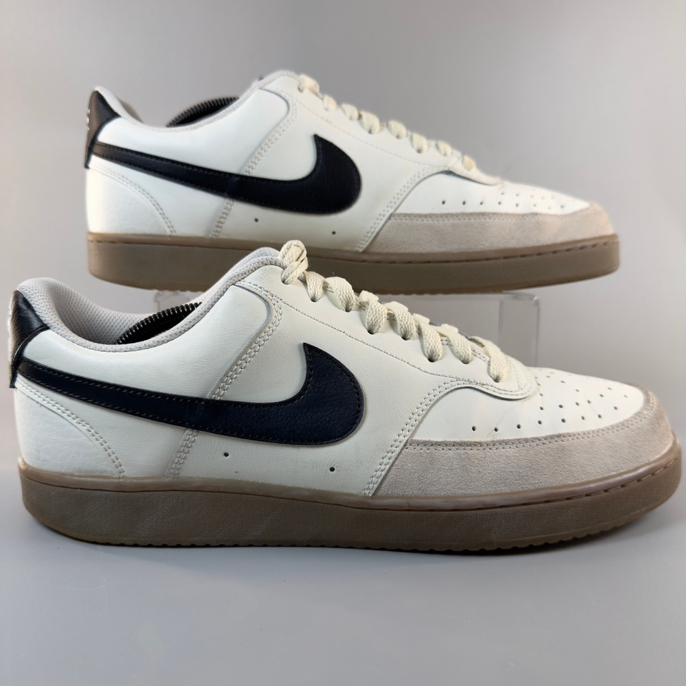 Nike Court Vision Low Men 11.5 11 1/2 Sneaker White Sail Black Gum Leather Suede
